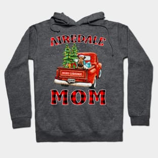 Christmas Airedale Mom Santa Hat Truck Tree Plaid Dog Mom Christmas Hoodie